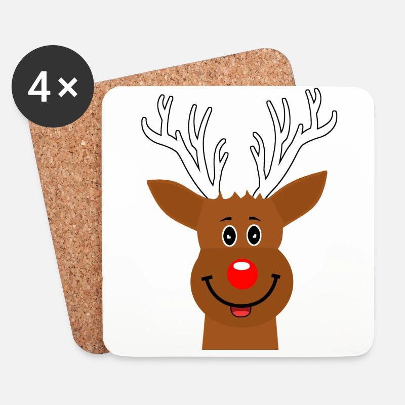 Rentier Rudolph Geschenkidee - Untersetzer (4er-Set) - Weiß