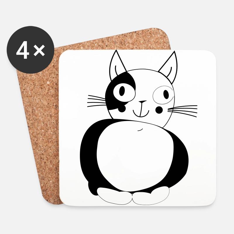 Katze - Katze - Untersetzer (4er-Set) - Weiß
