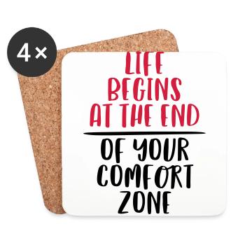 LIFE BEGINS AT THE END OF YOUR COMFORT ZONE - Coasters (set of 4) - white - Front
