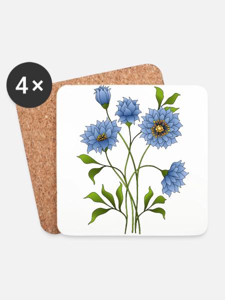 Blaue blumen - Untersetzer (4er-Set) - Weiß