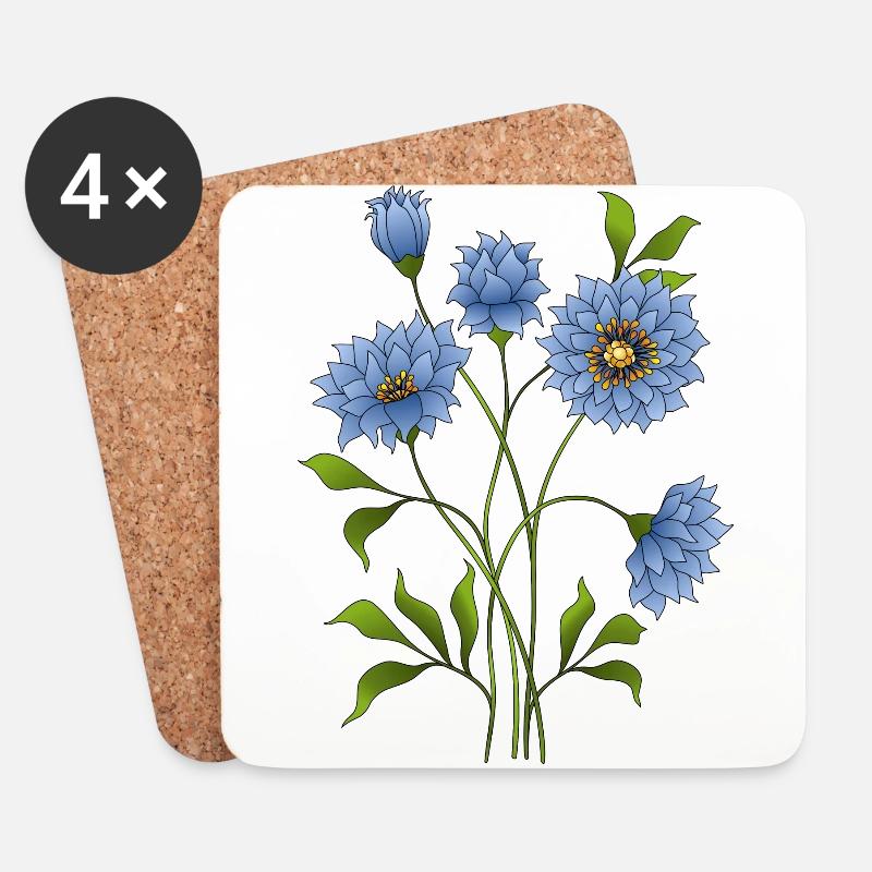 Blaue blumen - Untersetzer (4er-Set) - Weiß