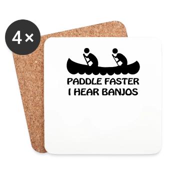 PADDEL SCHNELLER HÖRE ICH BANJOS SHIRT lustiges Spaßde - Untersetzer (4er-Set) - Weiß - Vorne
