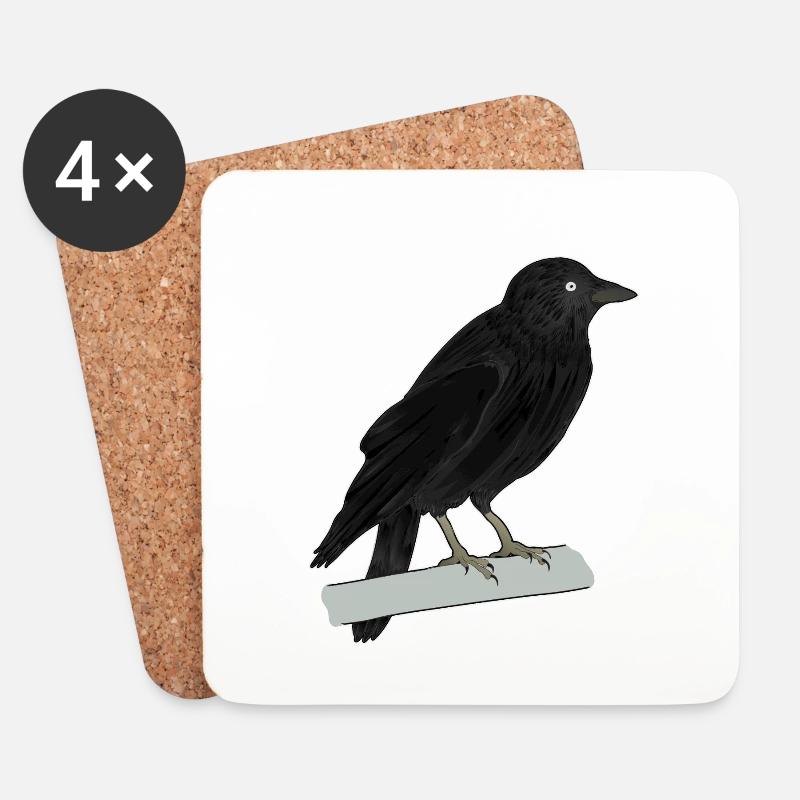 Dohle Rabenvogel - Untersetzer (4er-Set) - Weiß