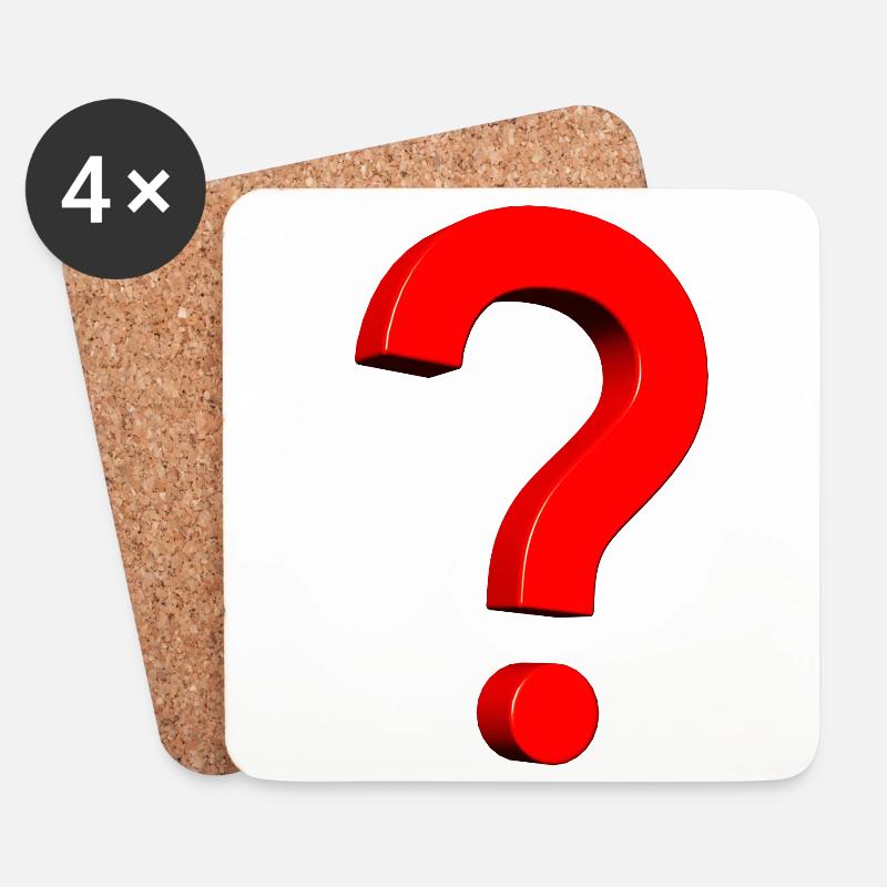 3D Fragezeichen rot - Untersetzer (4er-Set) - Weiß