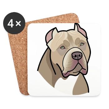 American Bully - tête (couleurs) - Dessous de verre (lot de 4) - blanc - Devant