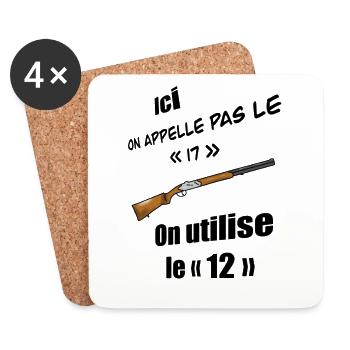 Ici on appelle pas le 17 on utilise le 12 - Dessous de verre (lot de 4) - blanc - Devant