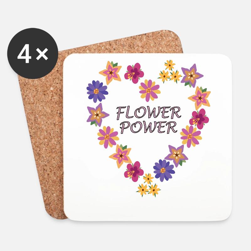 Flower Power Blumen Sommer Frühling bunt - Untersetzer (4er-Set) - Weiß