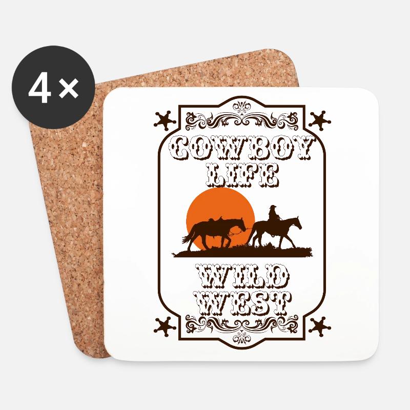 Cowboy Life Wild West - Untersetzer (4er-Set) - Weiß