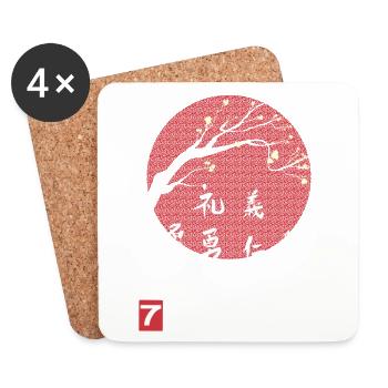 Sieben Tugenden der Samurai japanische Schrift - Untersetzer (4er-Set) - Weiß - Vorne