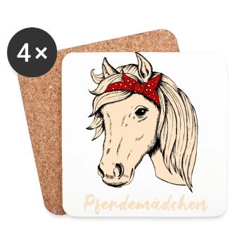 Pferdemädchen Reiten Pferde Reiterhof Geschenk - Untersetzer (4er-Set) - Weiß - Vorne