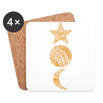 Soleil, lune et étoiles, ciel, motif, symbole - Dessous de verre (lot de 4) - blanc - Devant