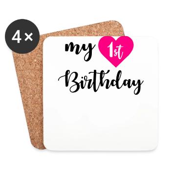 1. Geburtstag - Untersetzer (4er-Set) - Weiß - Vorne