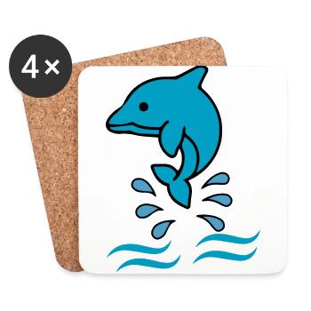 Dolphin Delfin - Untersetzer (4er-Set) - Weiß - Vorne