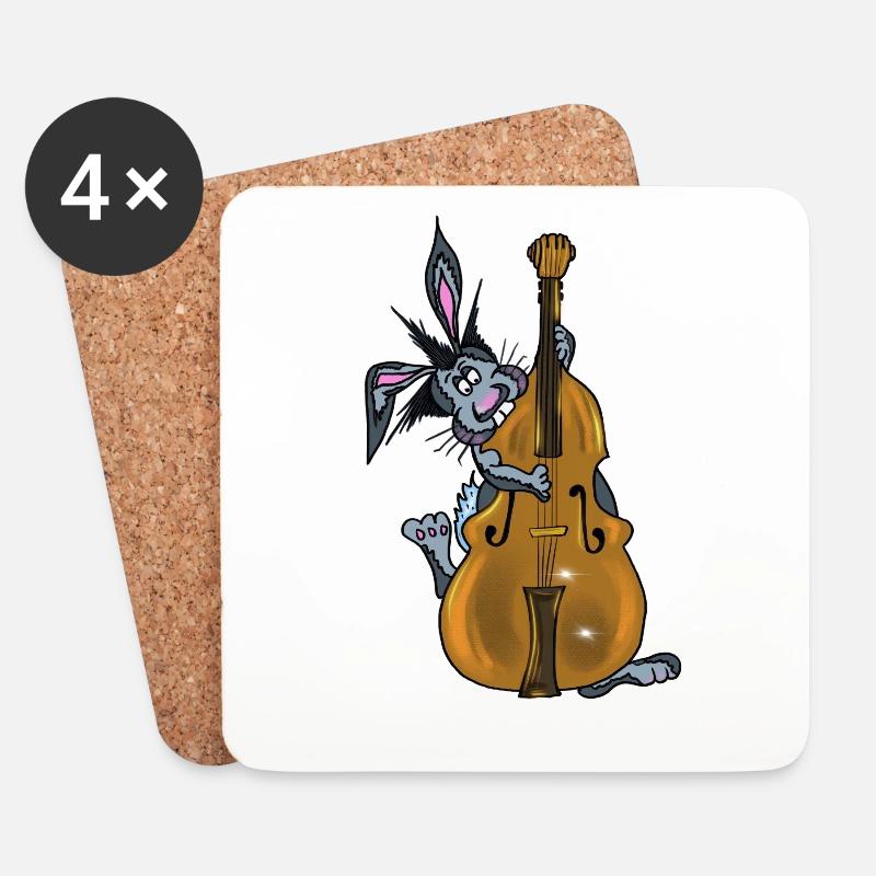 Hase Kontrabass - Untersetzer (4er-Set) - Weiß