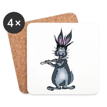 Hare flute - Coasters (set of 4) - white - Front