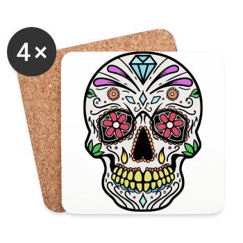 Mexicaines crâne Dia de los Muertos jour - Dessous de verre (lot de 4) - blanc - Devant