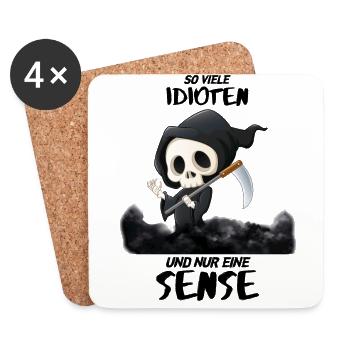 TOD - So viele IDIOTEN und nur eine SENSE - Untersetzer (4er-Set) - Weiß - Vorne