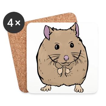 Sweet mouse shows middle finger funny gift - Coasters (set of 4) - white - Front