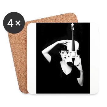 Pierrot with violin - Coasters (set of 4) - white - Front