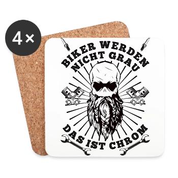 BIKER WERDEN NICHT GRAU DAS IST CHROM - Untersetzer (4er-Set) - Weiß - Vorne
