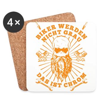 BIKER WERDEN NICHT GRAU DAS IST CHROM - Untersetzer (4er-Set) - Weiß - Vorne