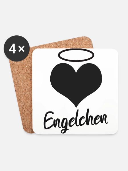Herz Engelchen Heiligenschein - Untersetzer (4er-Set) - Weiß