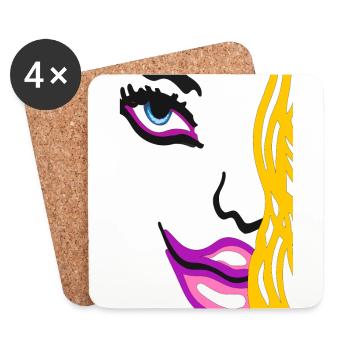 Eyes on Face Graffiti Style - Art Face - Dessous de verre (lot de 4) - blanc - Devant