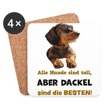 Dackel sind die Besten! Rauhaarteckel Sonnenbrille - Untersetzer (4er-Set) - Weiß - Vorne