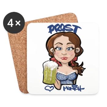 ❤️ Munich - Prost - Untersetzer (4er-Set) - Weiß - Vorne