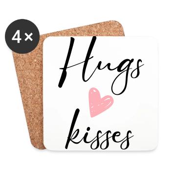 hugs & kisses - Untersetzer (4er-Set) - Weiß - Vorne