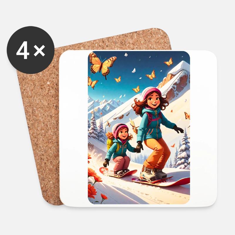 personalisiertes Design-Muttergeschenk - Untersetzer (4er-Set) - Weiß