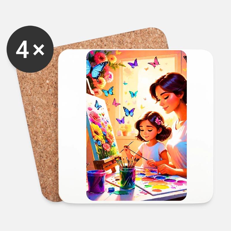 personalisiertes Design-Muttergeschenk - Untersetzer (4er-Set) - Weiß