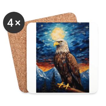 Eagle, Van Gogh, Starry Night, Animal, Bird - Coasters (set of 4) - white - Front