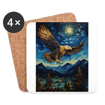 Eagle, Van Gogh, Starry Night, Animal, Bird - Coasters (set of 4) - white - Front