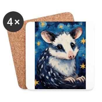 opossum, van gogh, sternennacht, tier - Untersetzer (4er-Set) - Weiß - Vorne