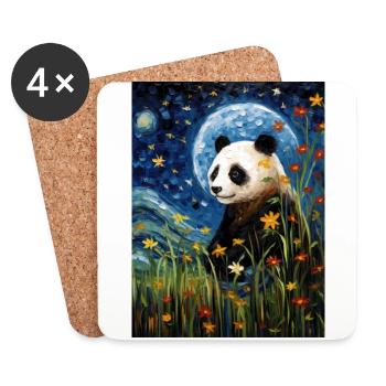 Panda Van Gogh Starry Sky Style - Coasters (set of 4) - white - Front