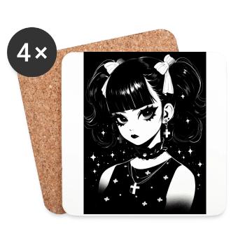 anime, fille, cadeau, otaku, manga, horreur, - Dessous de verre (lot de 4) - blanc - Devant