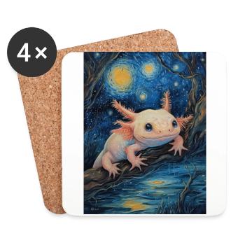 axolotl, van gogh, sternennacht - Untersetzer (4er-Set) - Weiß - Vorne