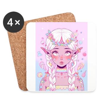 Cadeau de fille d’anime - Dessous de verre (lot de 4) - blanc - Devant