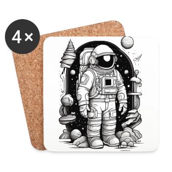 ASTRONAUT SCHWEBT UND IST UMGEBEN VON KOSMISCHEN WUNDERN - Untersetzer (4er-Set) - Weiß - Vorne