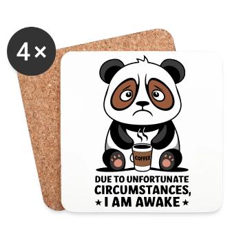 Due to unfortunate circumstances, I am awake Panda - Coasters (set of 4) - white - Front