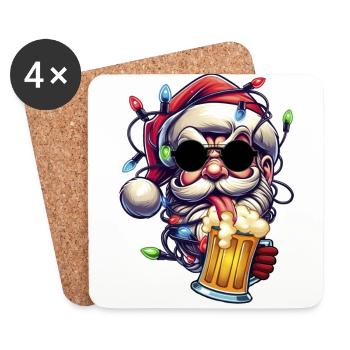 Weihnachtsmann lecker Bierchen Prost Bier - Untersetzer (4er-Set) - Weiß - Vorne