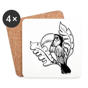 Toucan with leaves - Coasters (set of 4) - white - Front