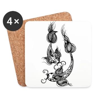 La danse du poisson - Dessous de verre (lot de 4) - blanc - Devant