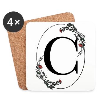Buchstabe C - Untersetzer (4er-Set) - Weiß - Vorne
