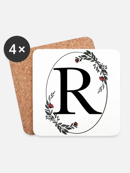 Buchstabe R - Untersetzer (4er-Set) - Weiß