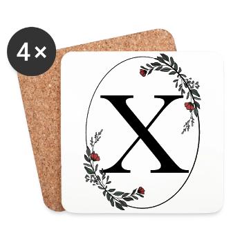 Buchstabe X - Untersetzer (4er-Set) - Weiß - Vorne