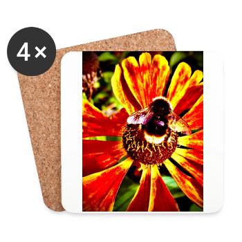 Hummel auf Sonnenhut - Untersetzer (4er-Set) - Weiß - Vorne