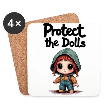 Protect the Dolls - Süße Botschaft - Untersetzer (4er-Set) - Weiß - Vorne