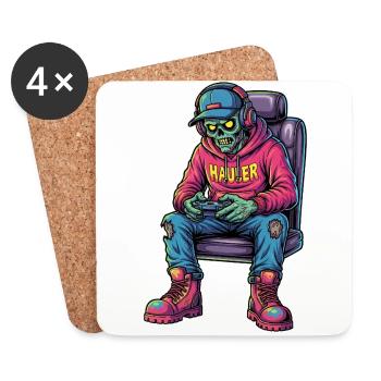 Undead Gamer : Zombie Gamer Trucker - Dessous de verre (lot de 4) - blanc - Devant